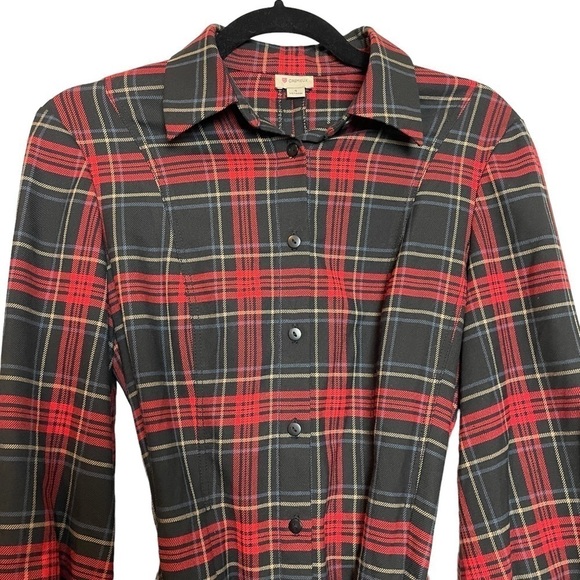 Cremieux Plaid Pleated Shirt Dress w/ Matching Belt Sz. 4 - Picture 6 of 16